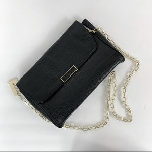 Forever 21 Faux Leather Black Chain Strap Clutch